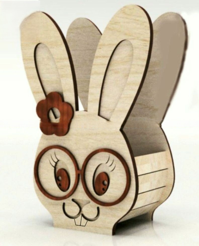 Laser Cut Wooden Bunny Easter Basket Free Vector File