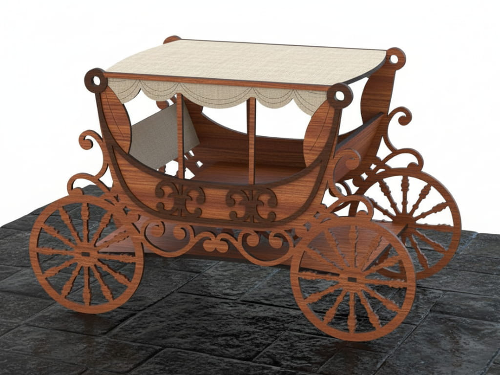Laser Cut Wooden Carriage Shaped Cake Stand