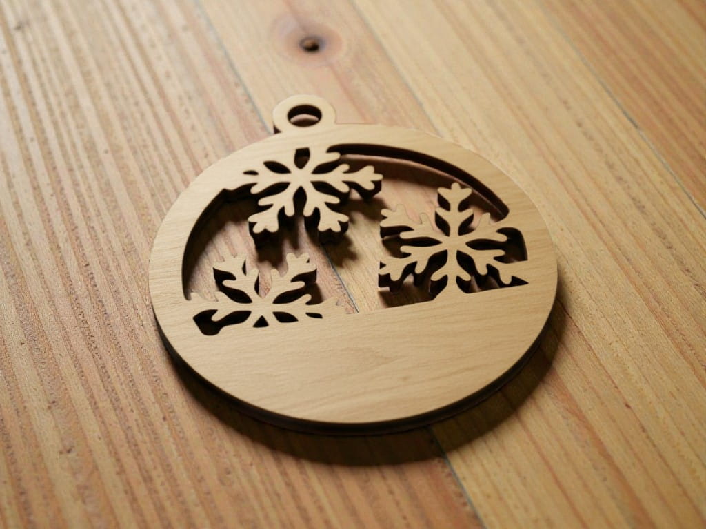 Laser Cut Wooden Christmas Tree Snowflake Bauble