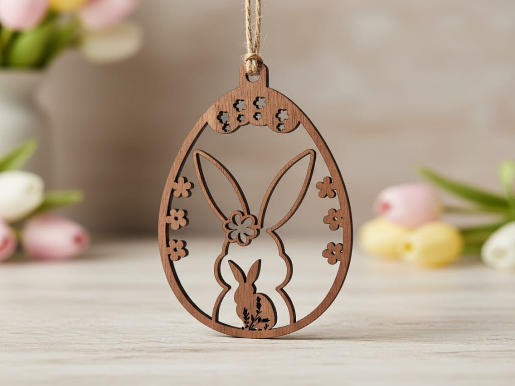 Laser Cut Wooden Easter Bunny Craft Ornament