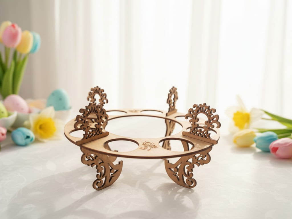Laser Cut Wooden Easter Egg Holder Stand – Festive Tabletop Decor