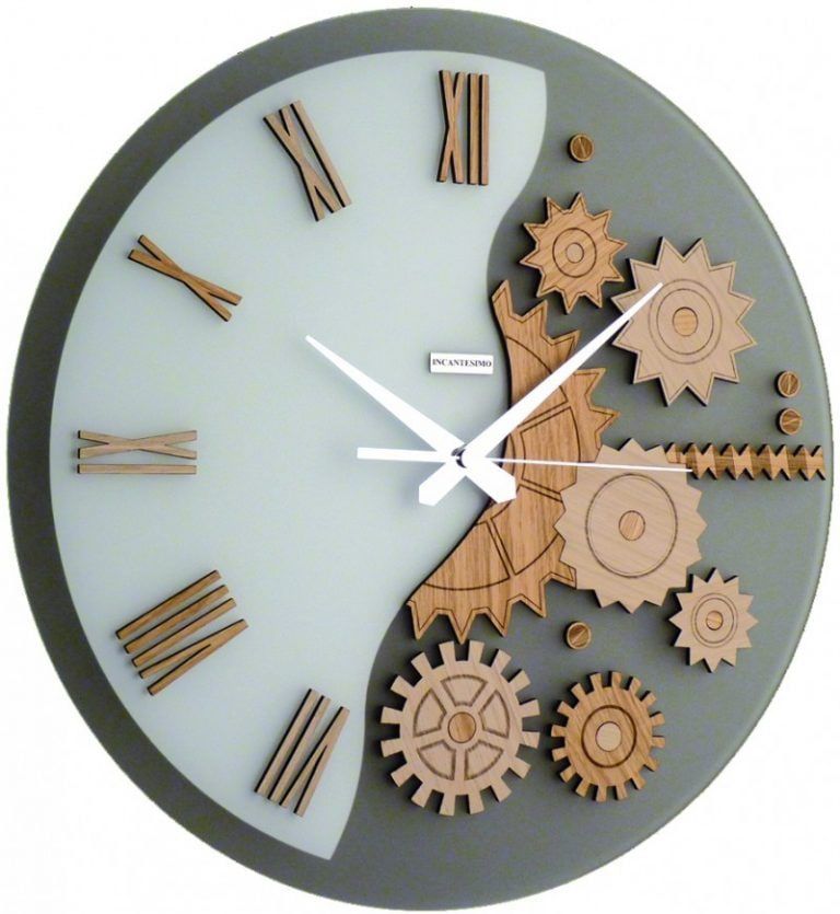 Laser Cut Wooden Gear Clock Vector