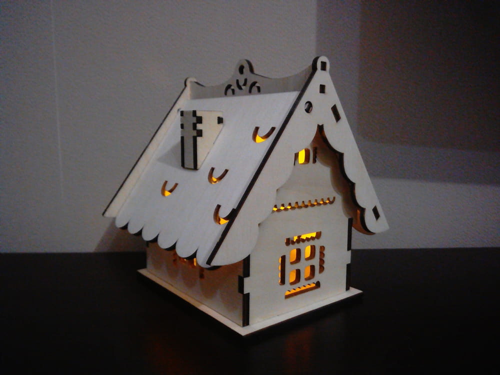 Laser Cut Wooden House Lamp Small Christmas Light Night Lamp CDR File