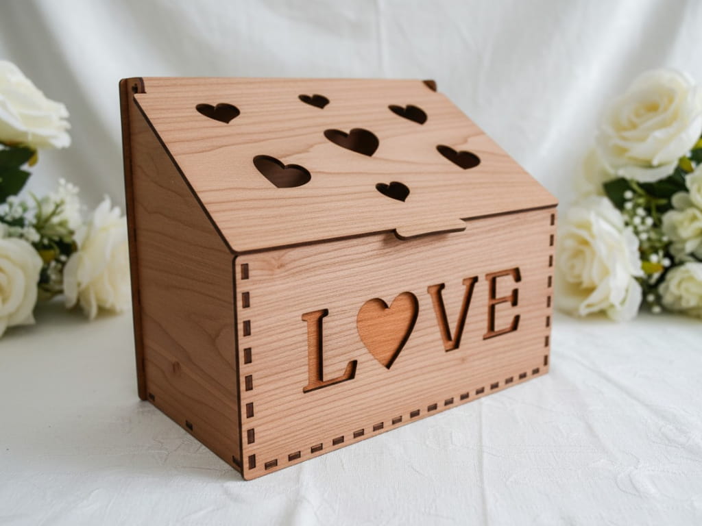 Laser Cut Wooden Jewelry Organizer Love Gift Box