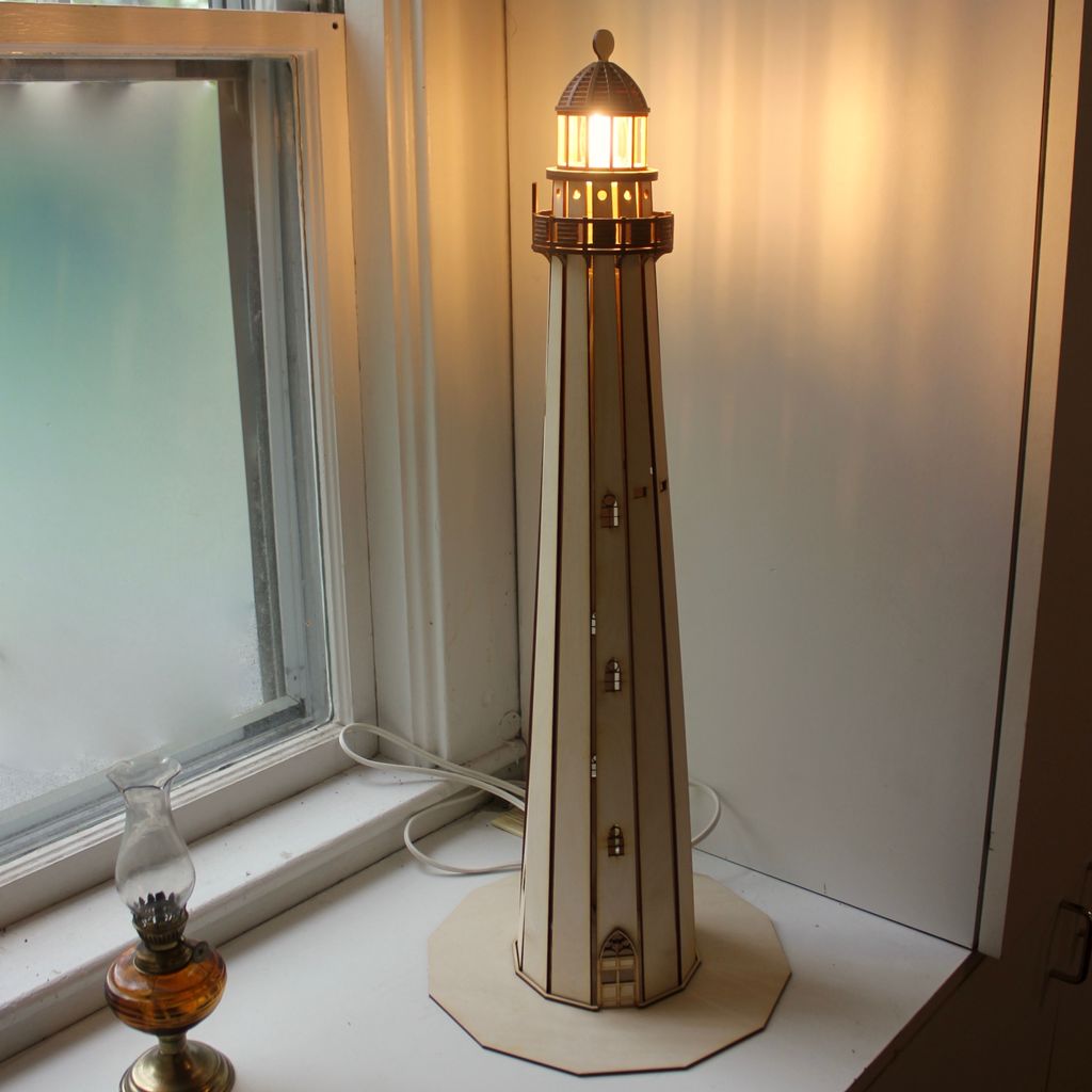 Laser Cut Wooden Lighthouse Lamp