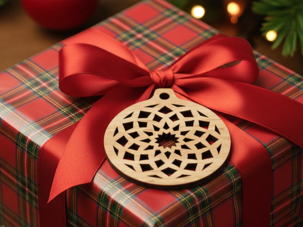 Laser Cut Wooden Mandala Design Christmas Ornament