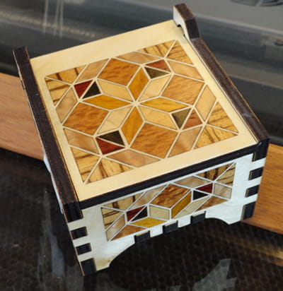 Laser Cut Wooden Mini Storage Box with Hinged Lid