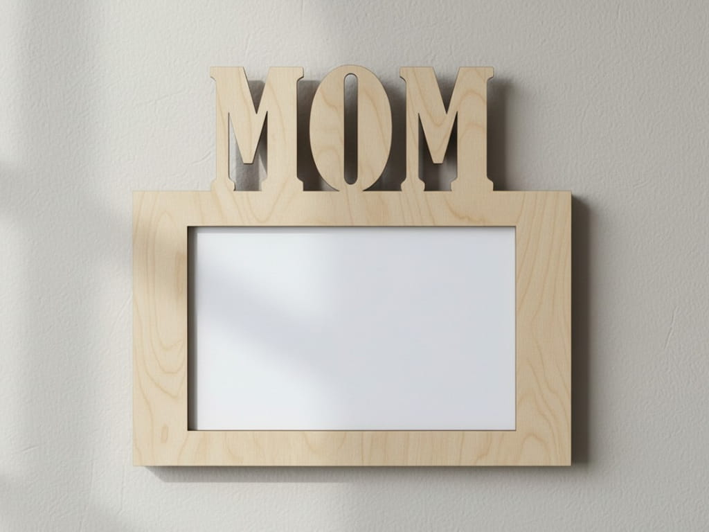Laser Cut Wooden MOM Photo Frame