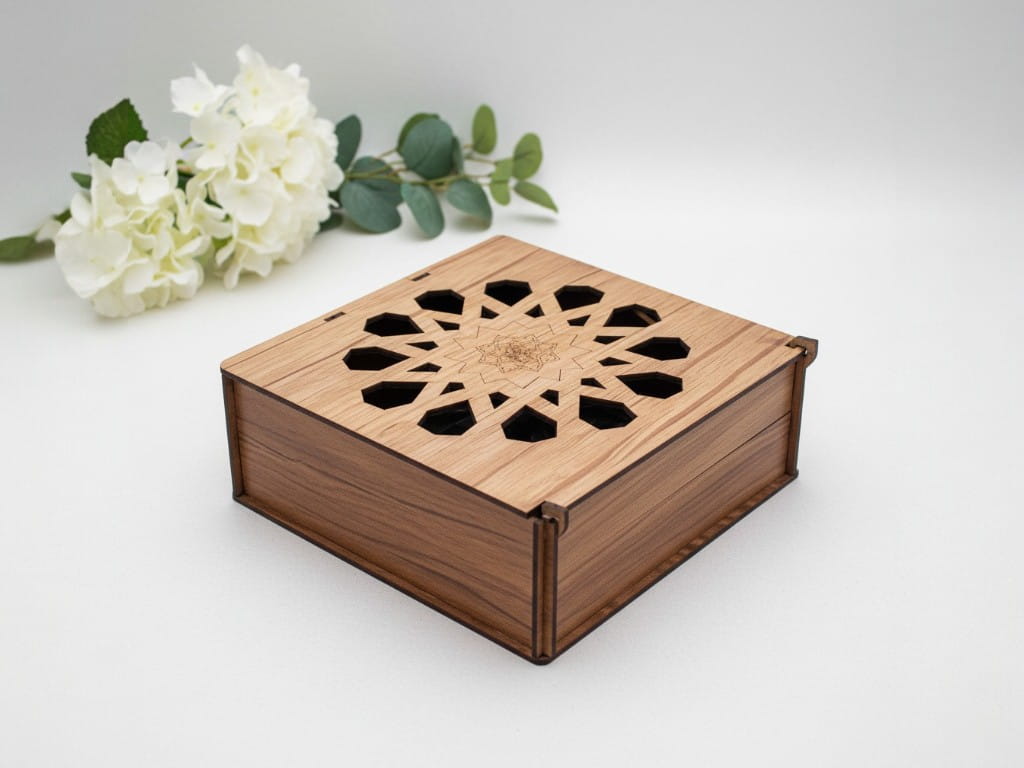 Laser Cut Wooden Multi Compartment Storage Box