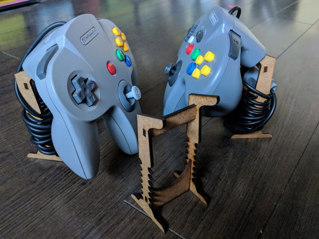 Laser Cut Wooden Nintendo 64 Controller Stand
