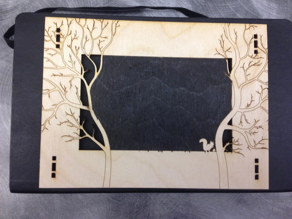 Laser Cut Wooden Photo Frame Forest Tree and Squirrel Design