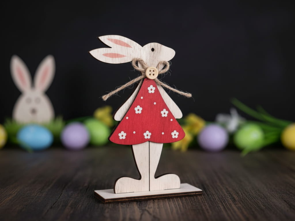 Laser Cut Wooden Rabbit Seasonal Tabletop Decoration