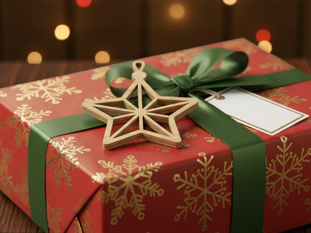 Laser Cut Wooden Star Christmas Ornament