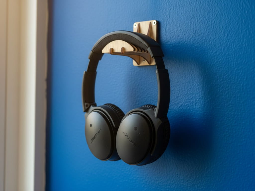 Laser Cut Wooden Wall Mounted Headphone Hanger