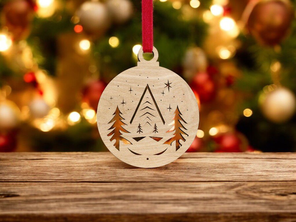 Laser Cut Xmas Tree Bauble Vector