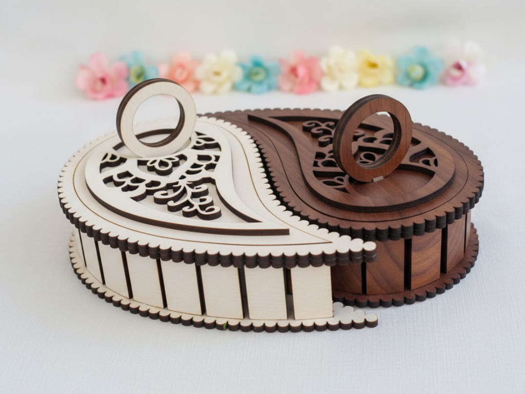 Laser Cut Yin Yang Jewelry Box Paisley Keepsake Box