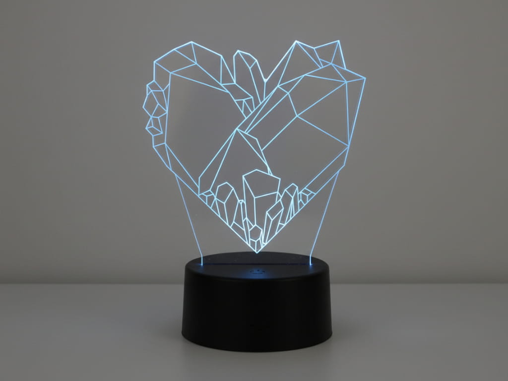 Laser Engraved 3D Crystal Heart LED Lamp