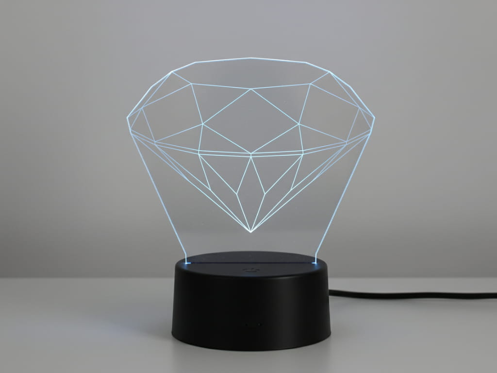 Laser Engraved Diamond Acrylic 3D Illusion LED Lamp