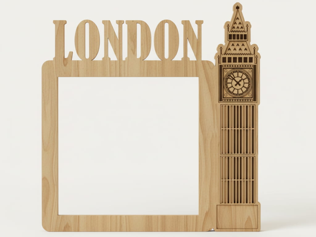 London Wooden Photo Frame Laser Cut Big Ben Design