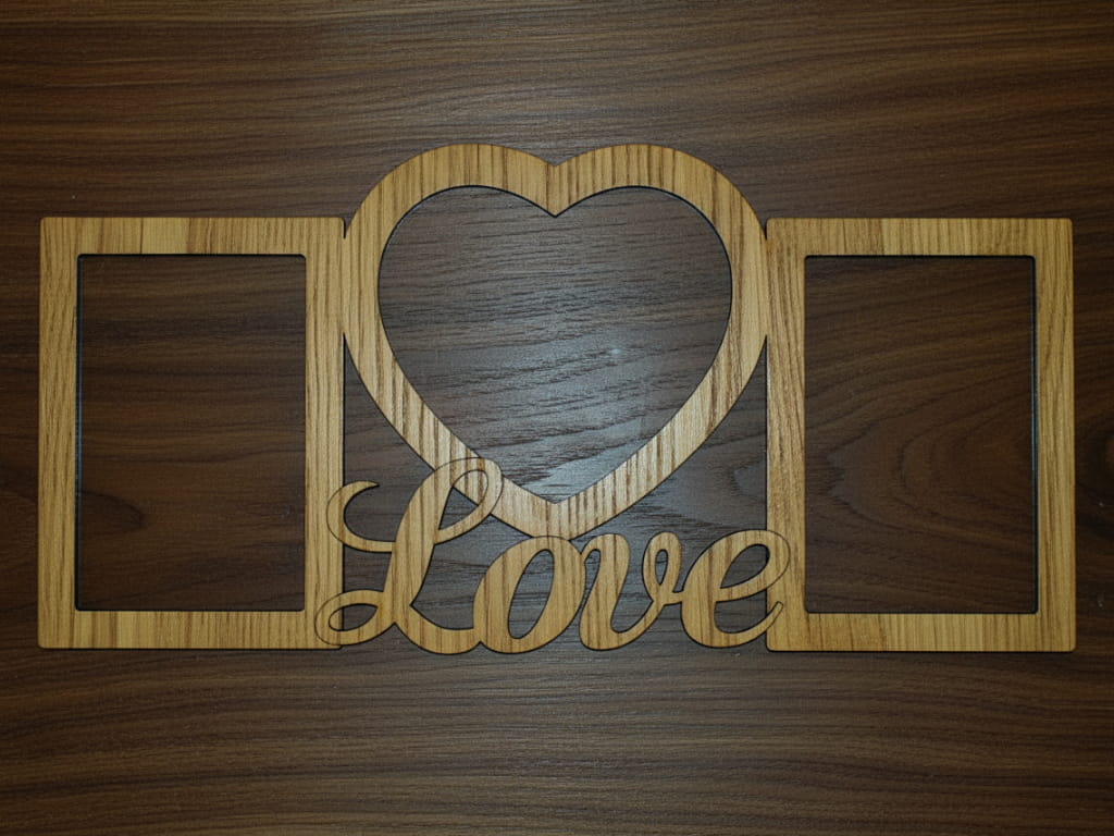 Love Photo Frame Collage Laser Cut Wooden Heart Collage Decor