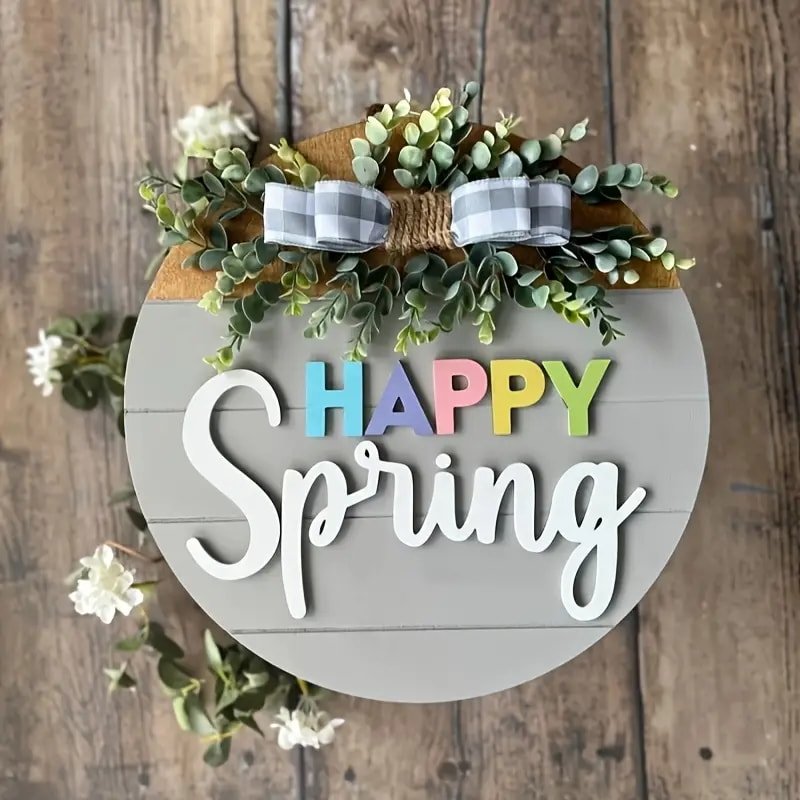 Spring Summer Classic Round Wood Door Hanging Decoration Free EPS file download
