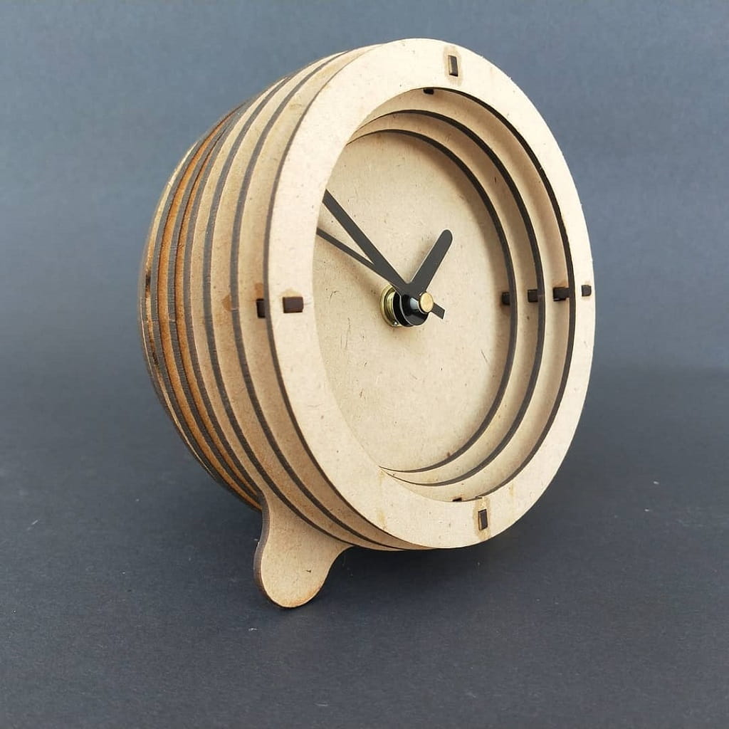 Wooden Table Clock Laser Cut Minimalist Layered Design